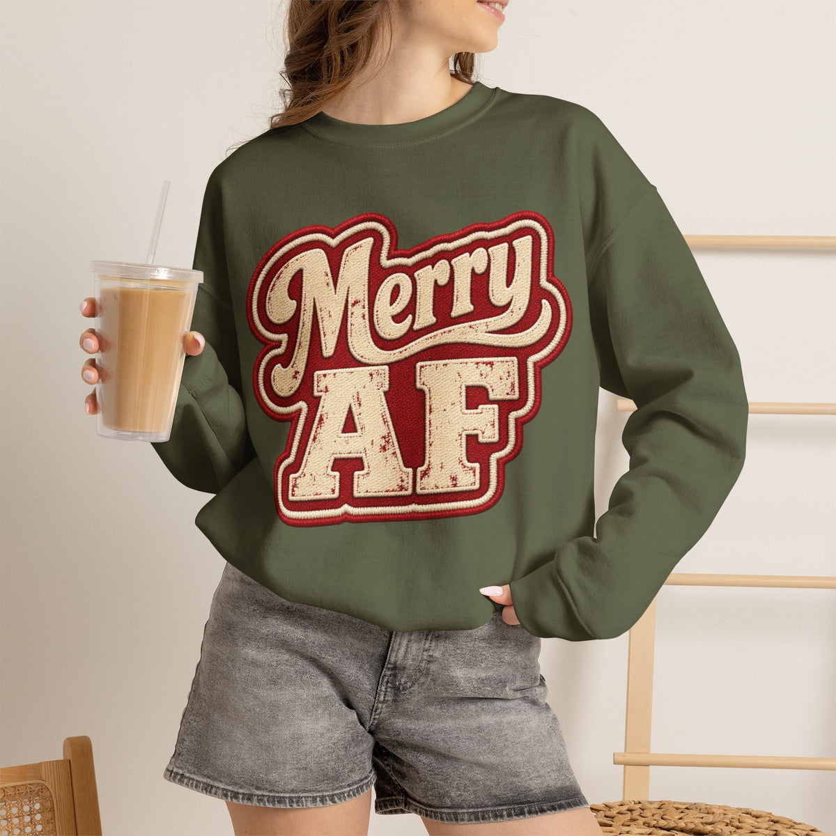 Merry AF Sweatshirt – Funny Retro Holiday Crewneck