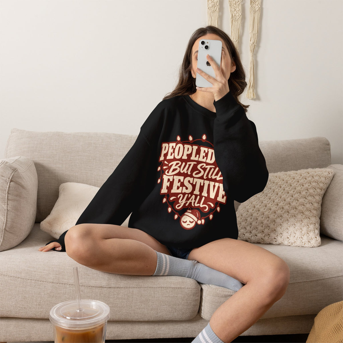 Peopled Out But Still Festive Y'all Christmas Sweatshirt