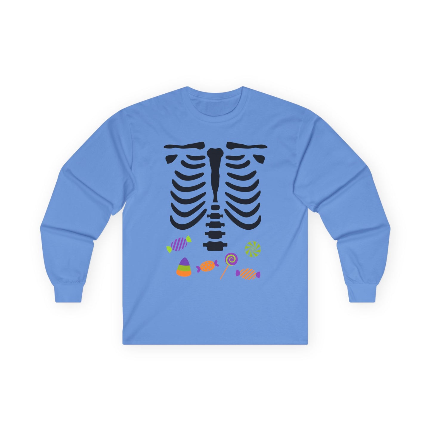 Candy Bones skeleton long sleeve T-Shirt Halloween candy ribs shirt