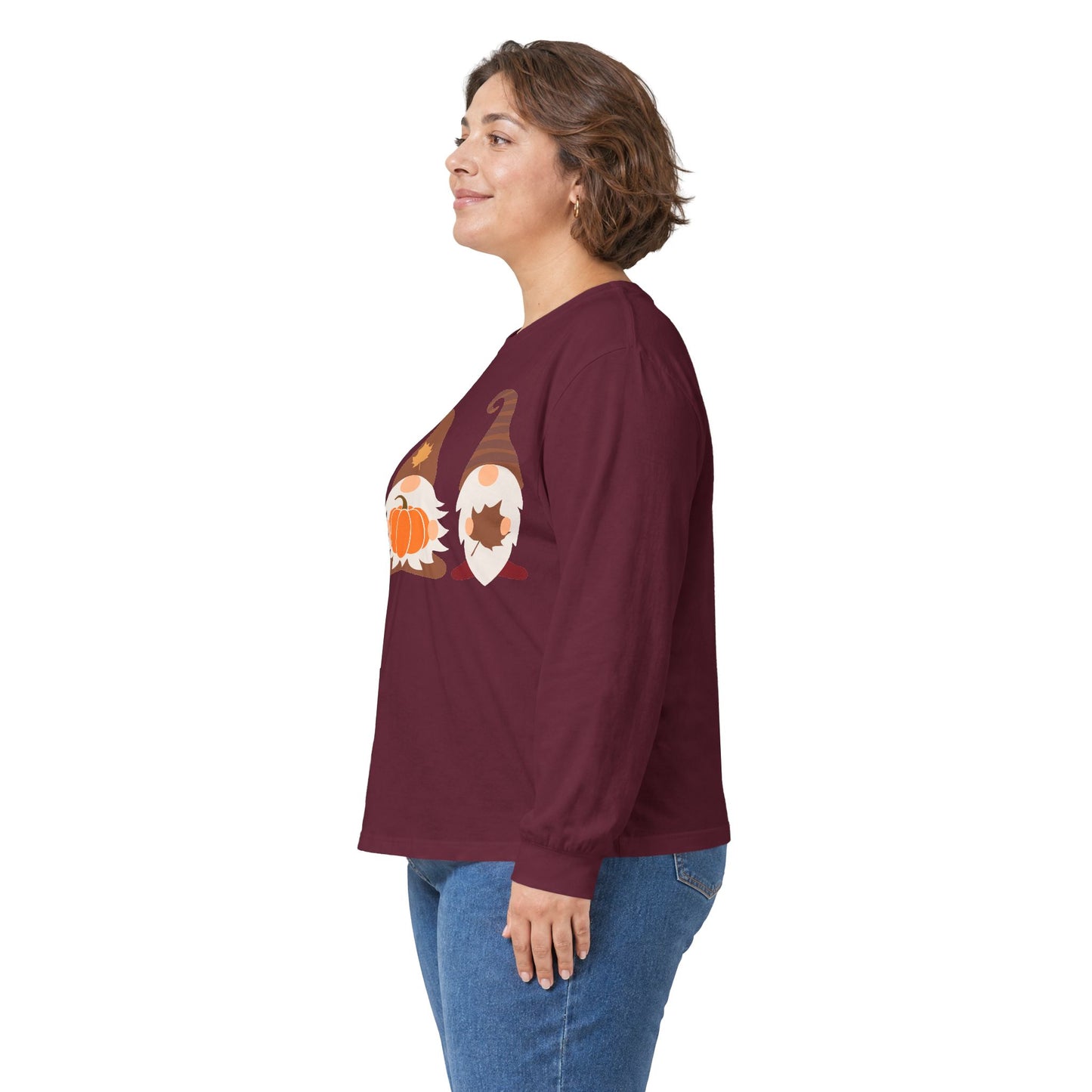 Fall Gnomes Trio Long Sleeve T-Shirt — Fall Pumpkin Gnomes Shirt