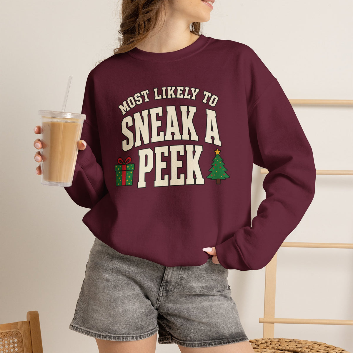Most Likely To Sneak A Peek Sweatshirt - Funny Christmas Crewneck