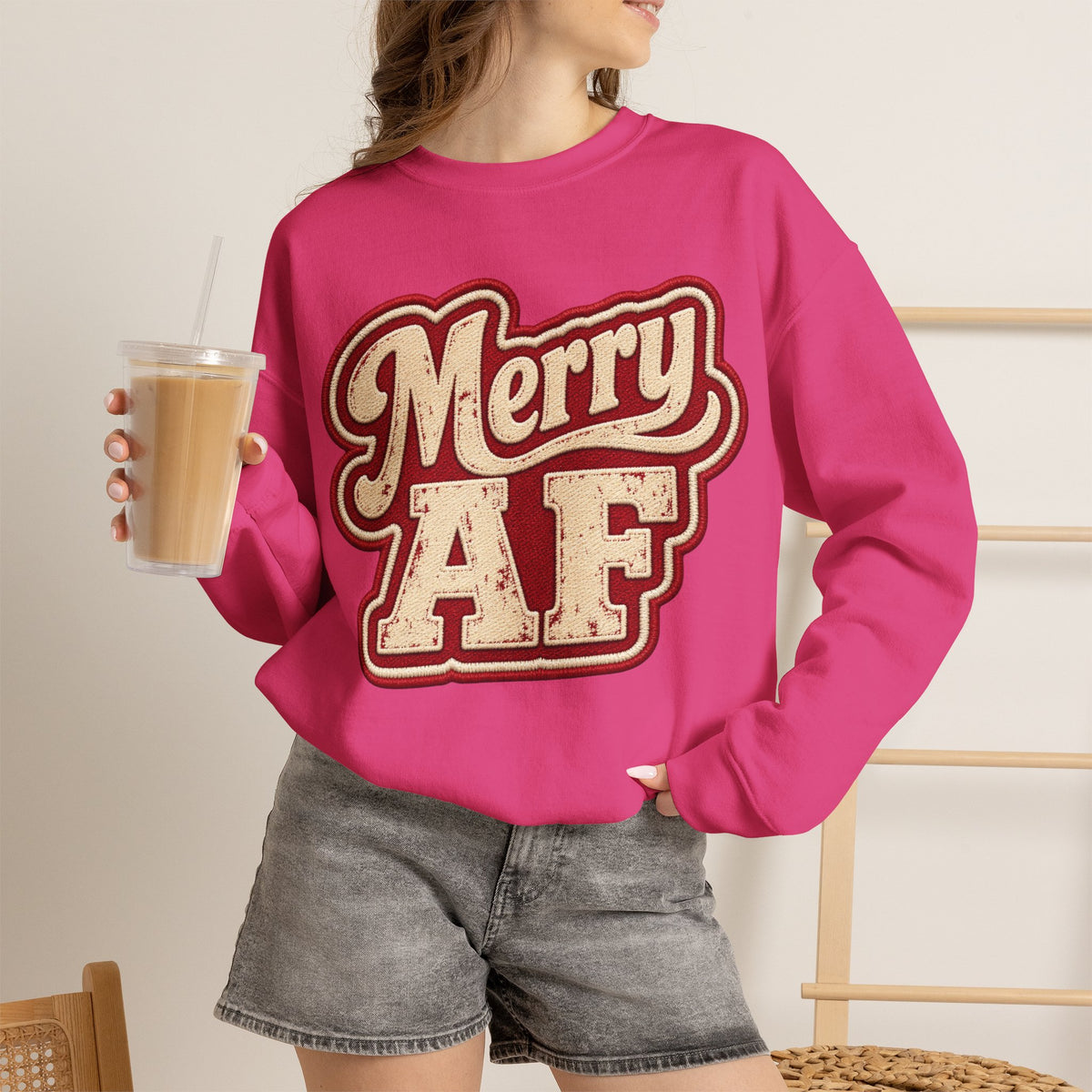 Merry AF Sweatshirt – Funny Retro Holiday Crewneck
