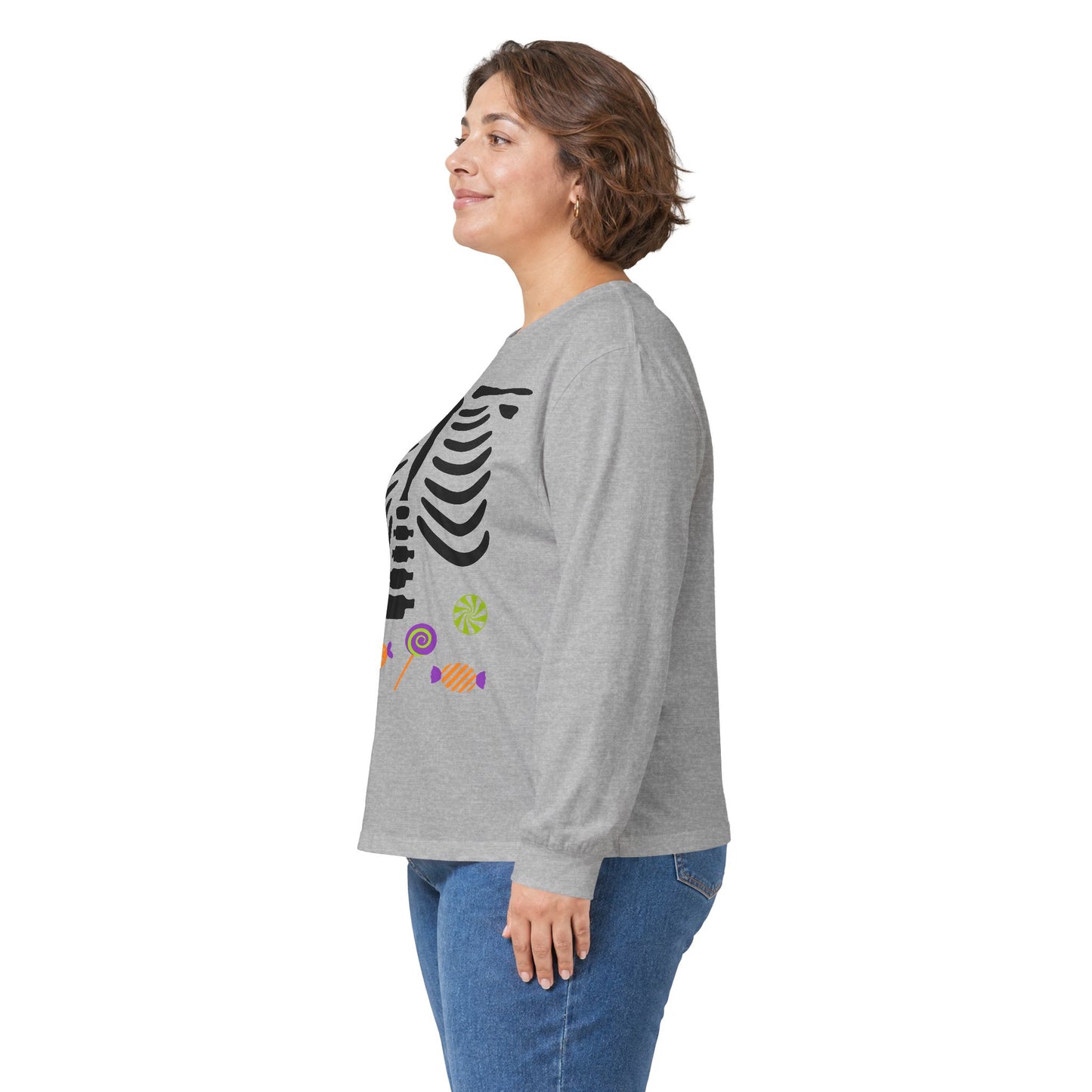 Candy Bones skeleton long sleeve T-Shirt Halloween candy ribs shirt