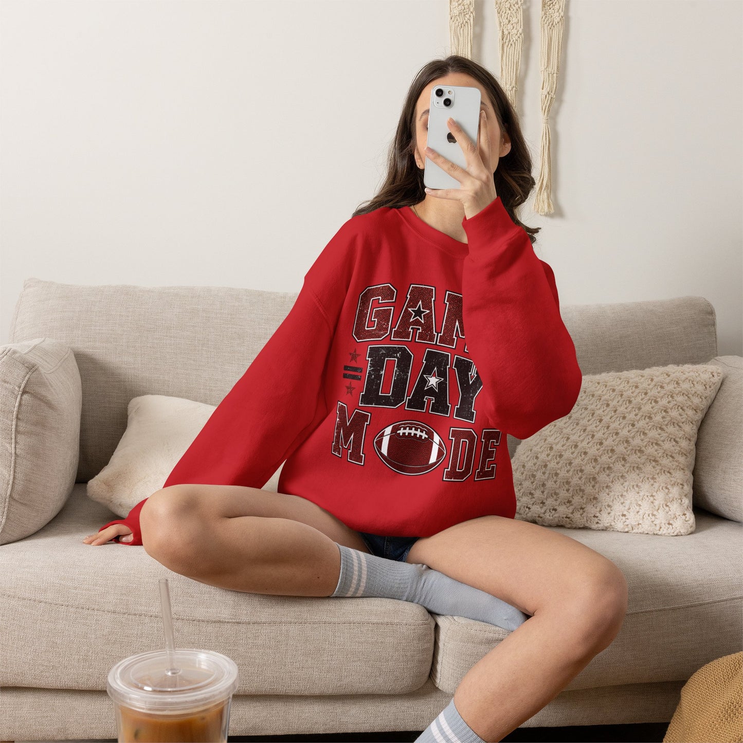 Game Day Mode Sweatshirt — Football Fan Crewneck