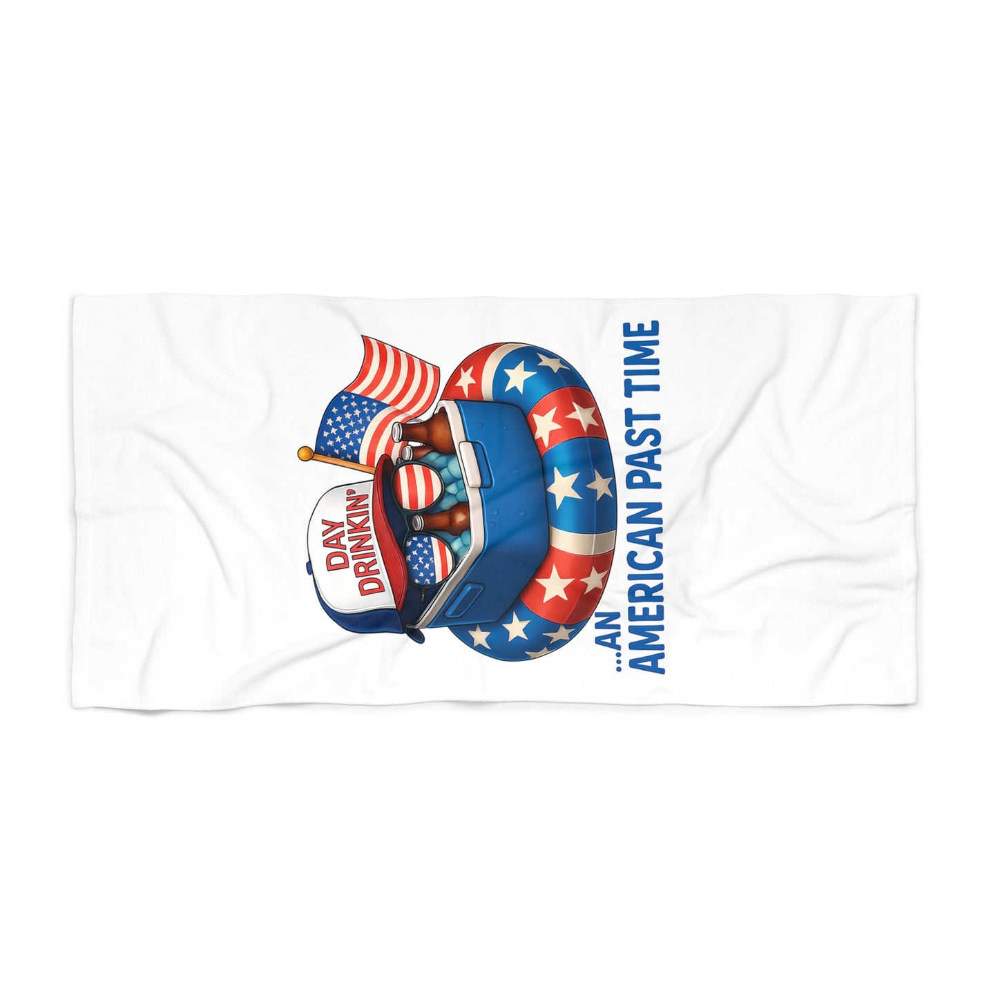 Beach Towel - Day Drinkin An American Past Time Patriotic 4th of July Pool & Beach Towel