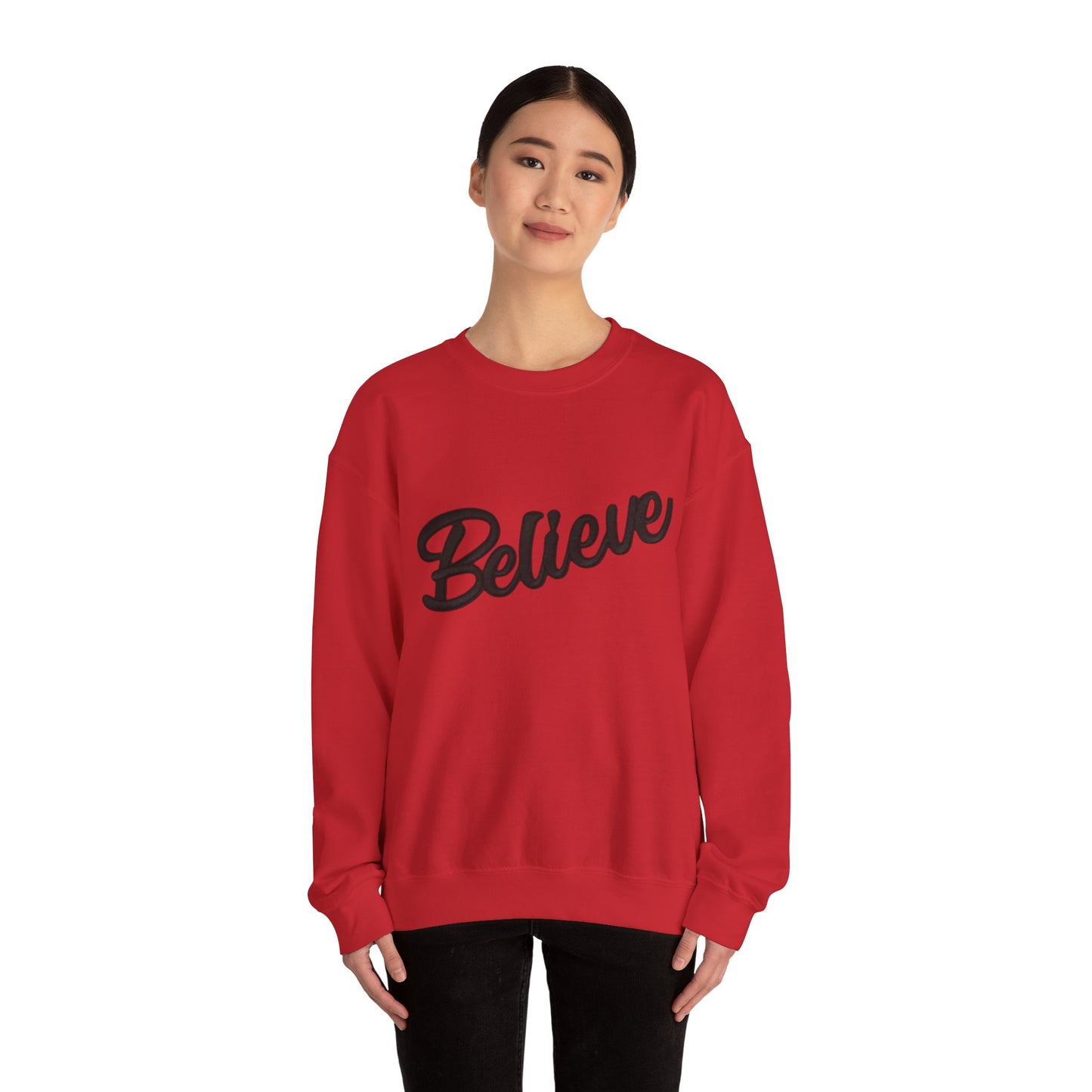 Believe Crewneck Sweatshirt — Inspirational Graphic CHRISTmas Pullover