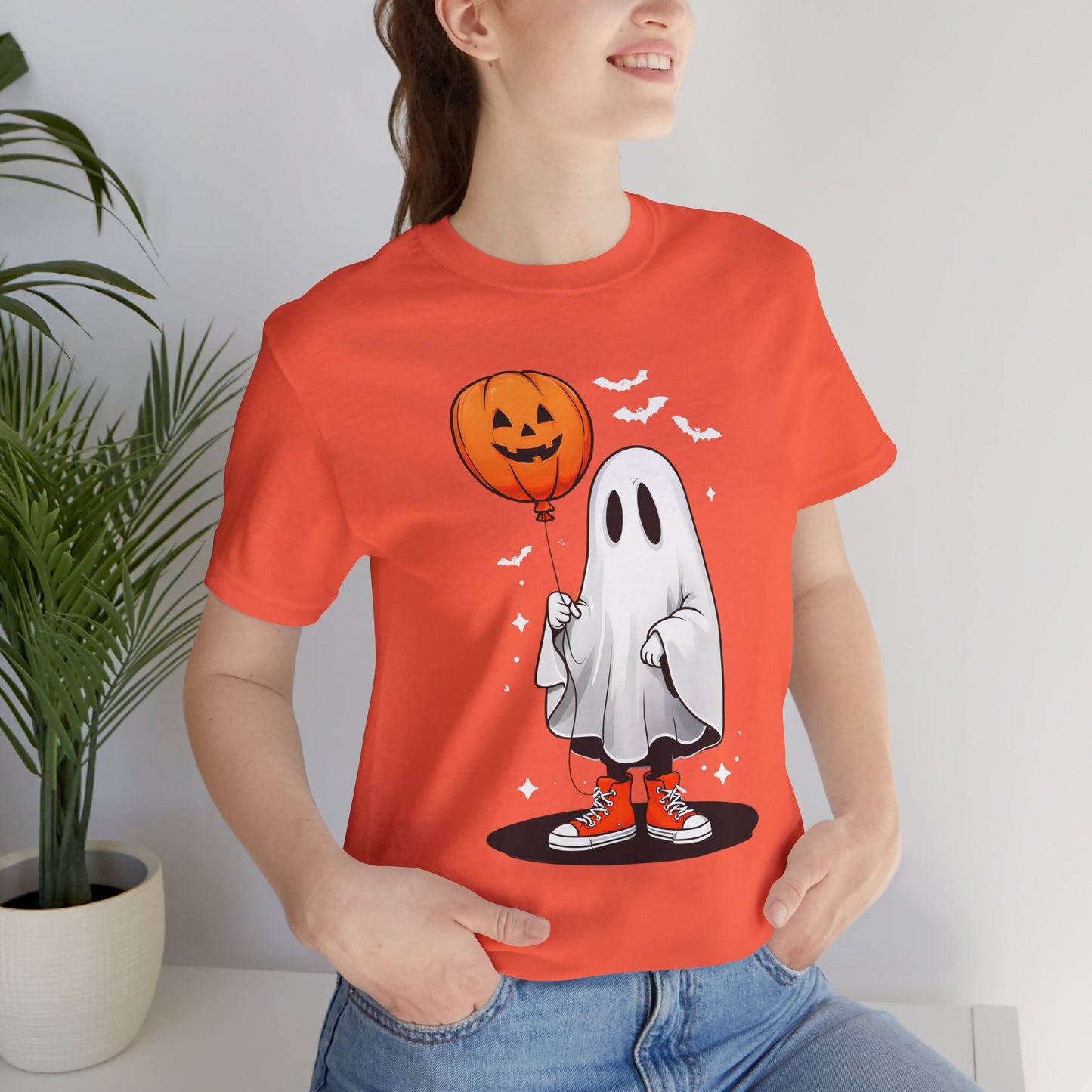 Ghost Tee with Orange Hightops and Pumpkin Balloon