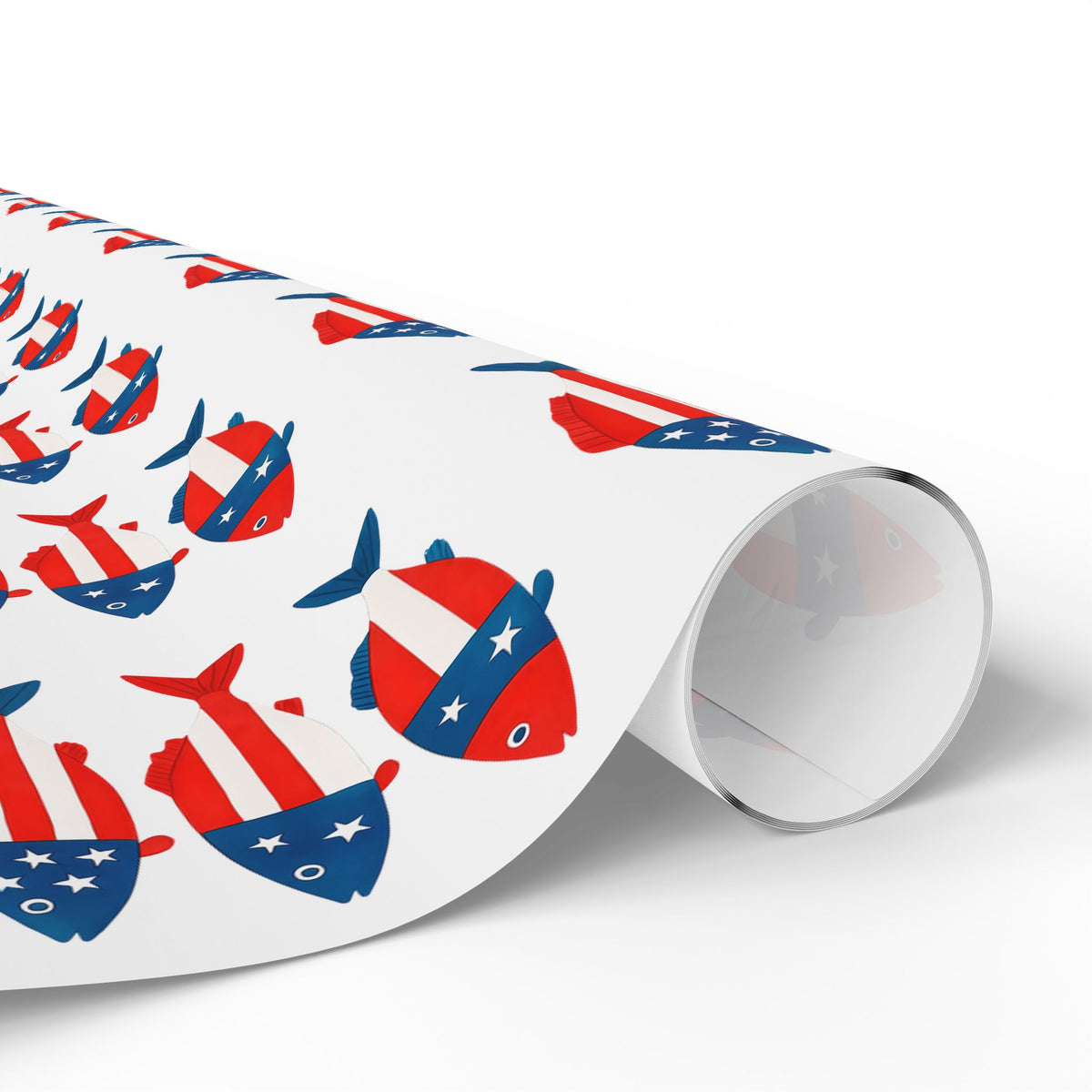 Patriotic Fish Wrapping Paper Roll - Christmas Holidays Anytime Fishing