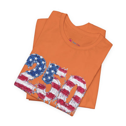 4th of July Frayed Patch Graphic Tee — Patriotic Independence Day T-Shirt