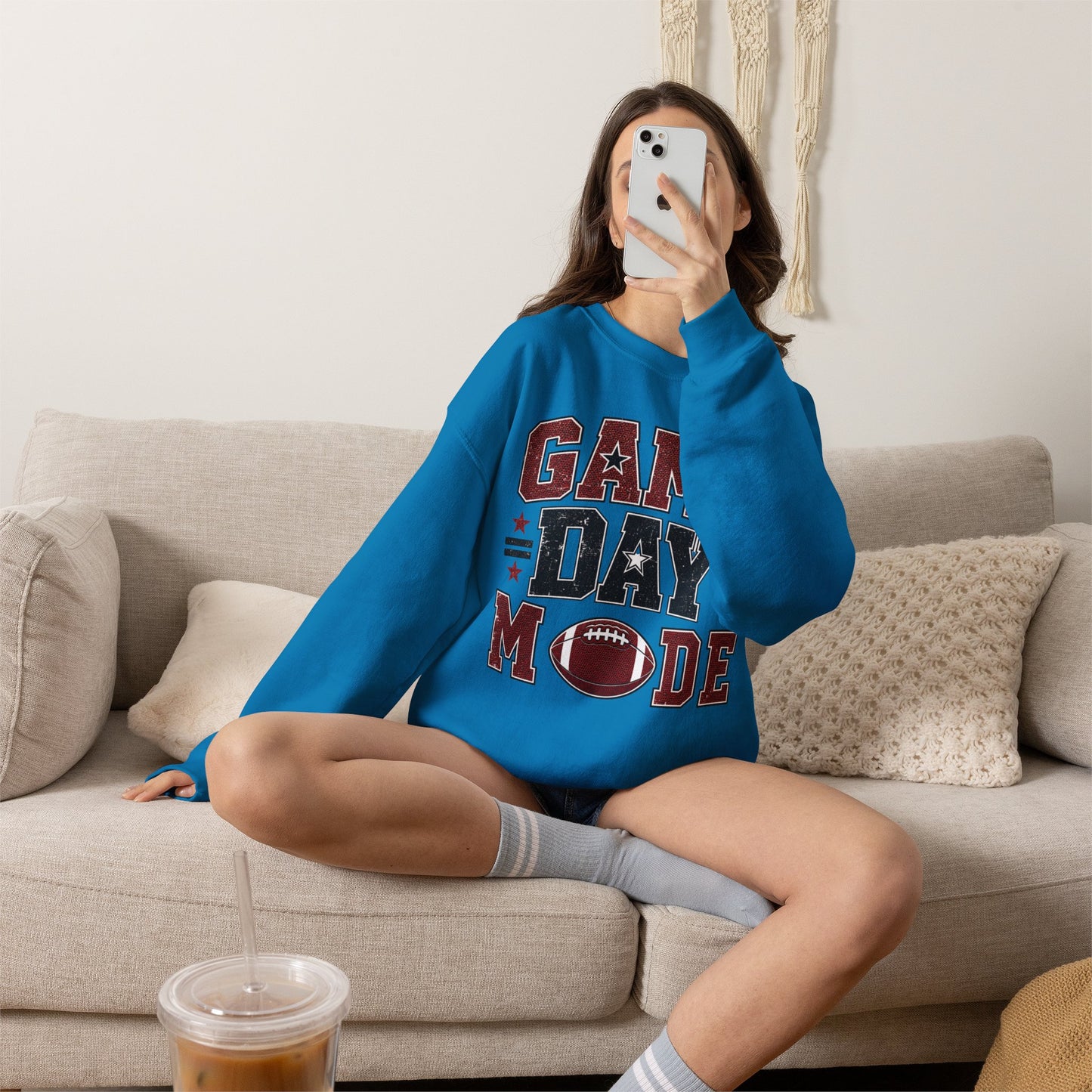 Game Day Mode Sweatshirt — Football Fan Crewneck