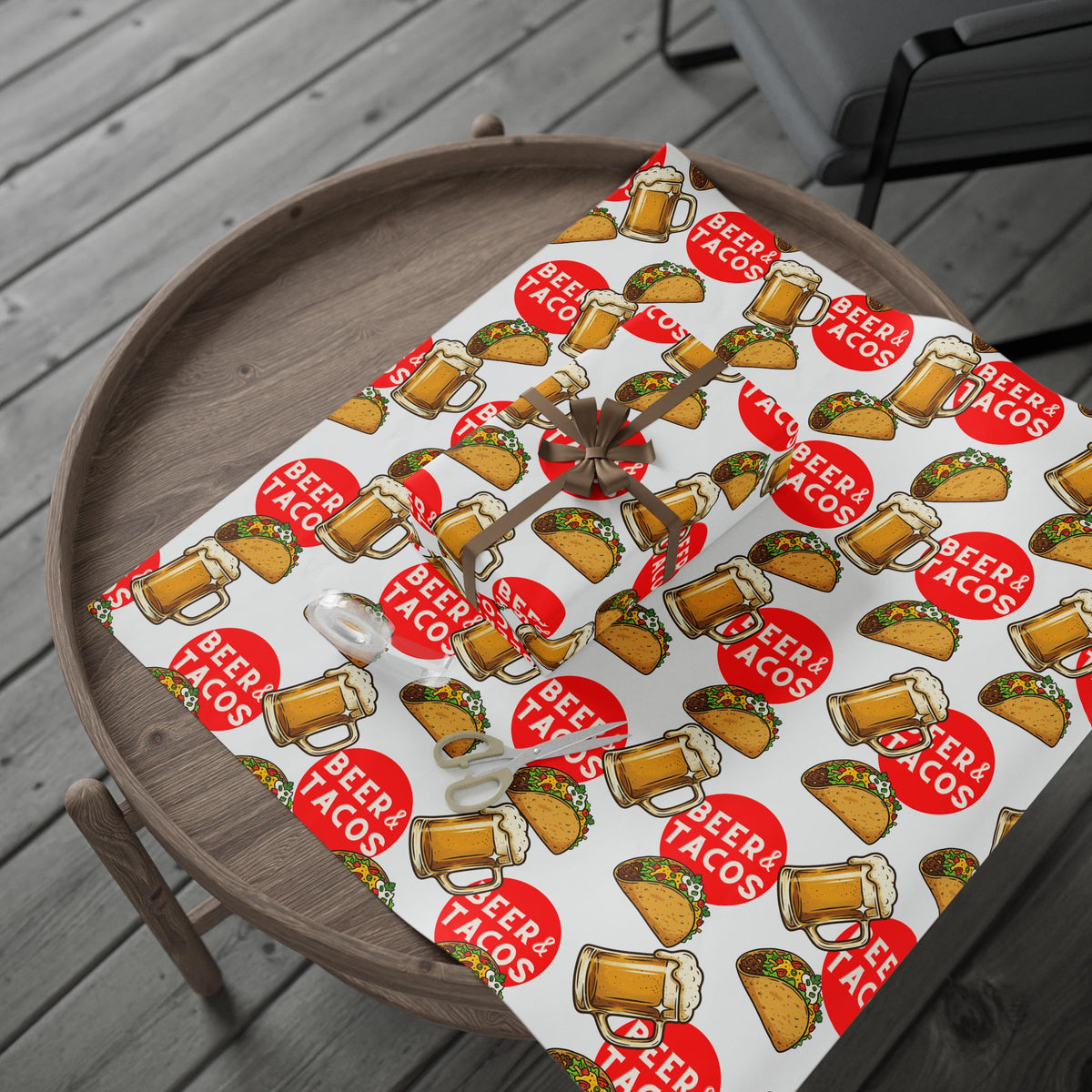 Beer & Tacos Wrapping Paper — Festive Christmas Holiday Gift Wrap