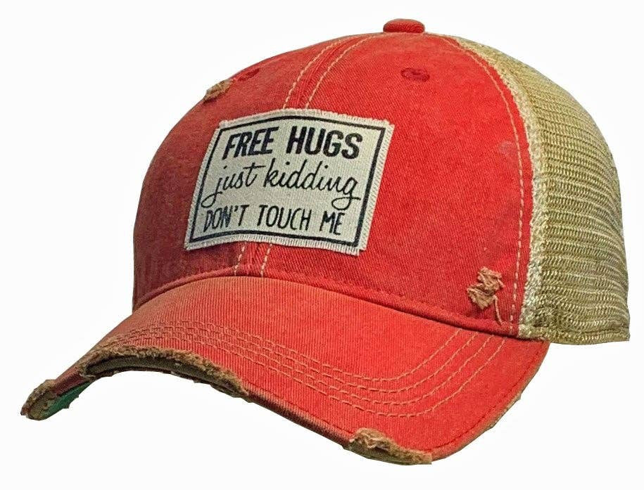 FREE HUGS just kidding DON'T TOUCH ME Trucker Hat