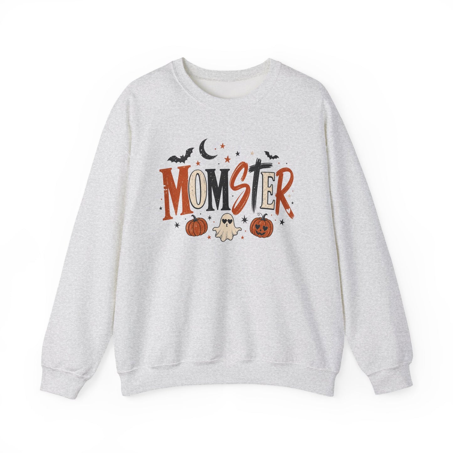 Momster Halloween Sweatshirt — Cute Momster Ghost & Pumpkins Crewneck