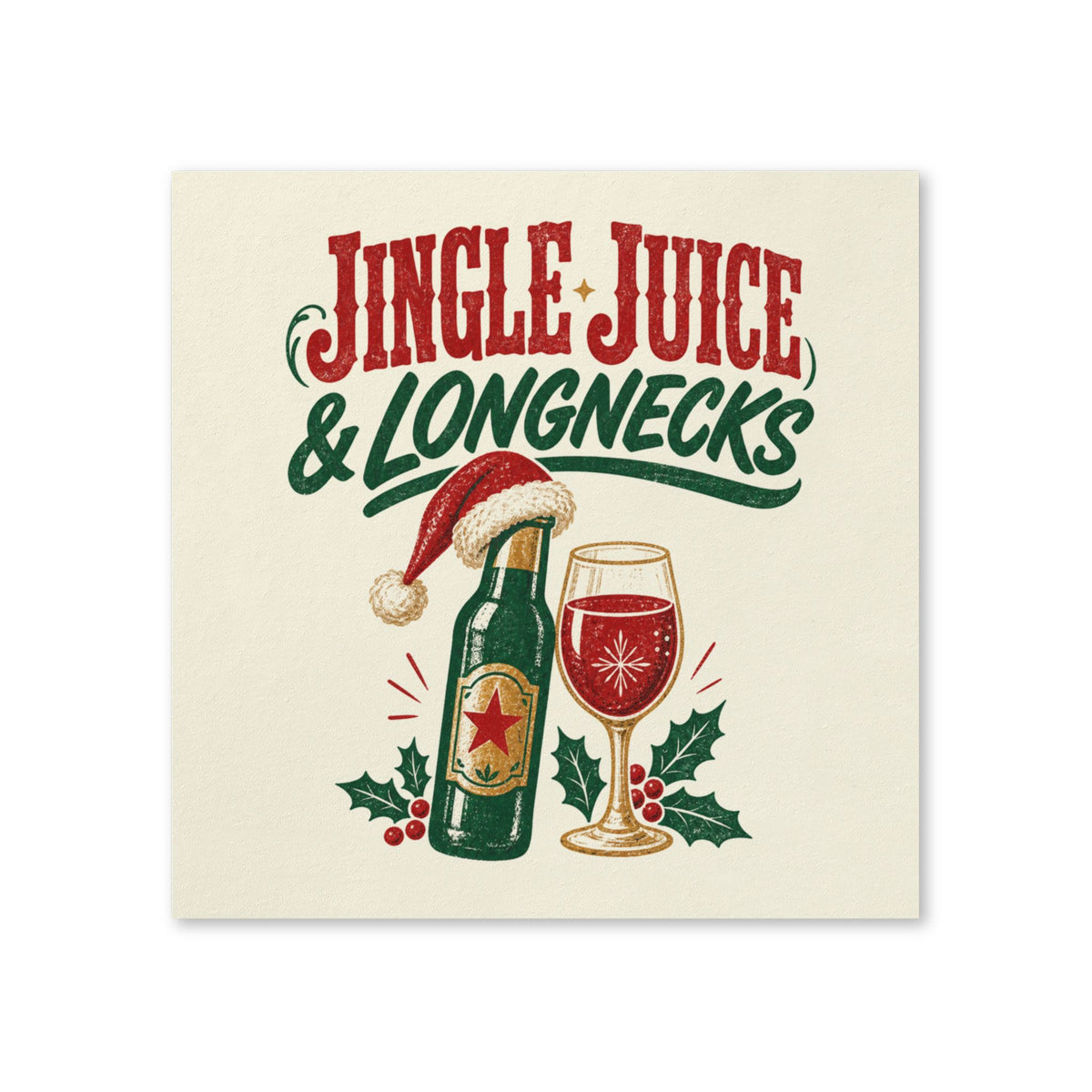 Jingle Juice & Longnecks Christmas Cocktail Napkins