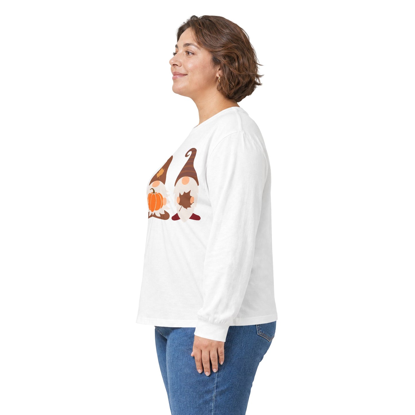 Fall Gnomes Trio Long Sleeve T-Shirt — Fall Pumpkin Gnomes Shirt