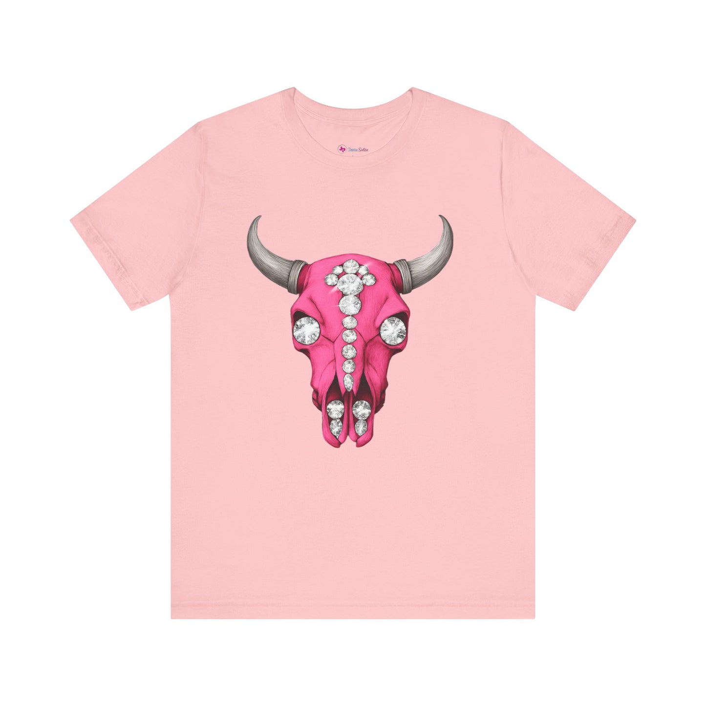 Cow Skull Tee — Pink Jeweled Bull Skull Graphic T-Shirt