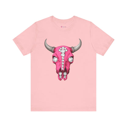 Cow Skull Tee — Pink Jeweled Bull Skull Graphic T-Shirt