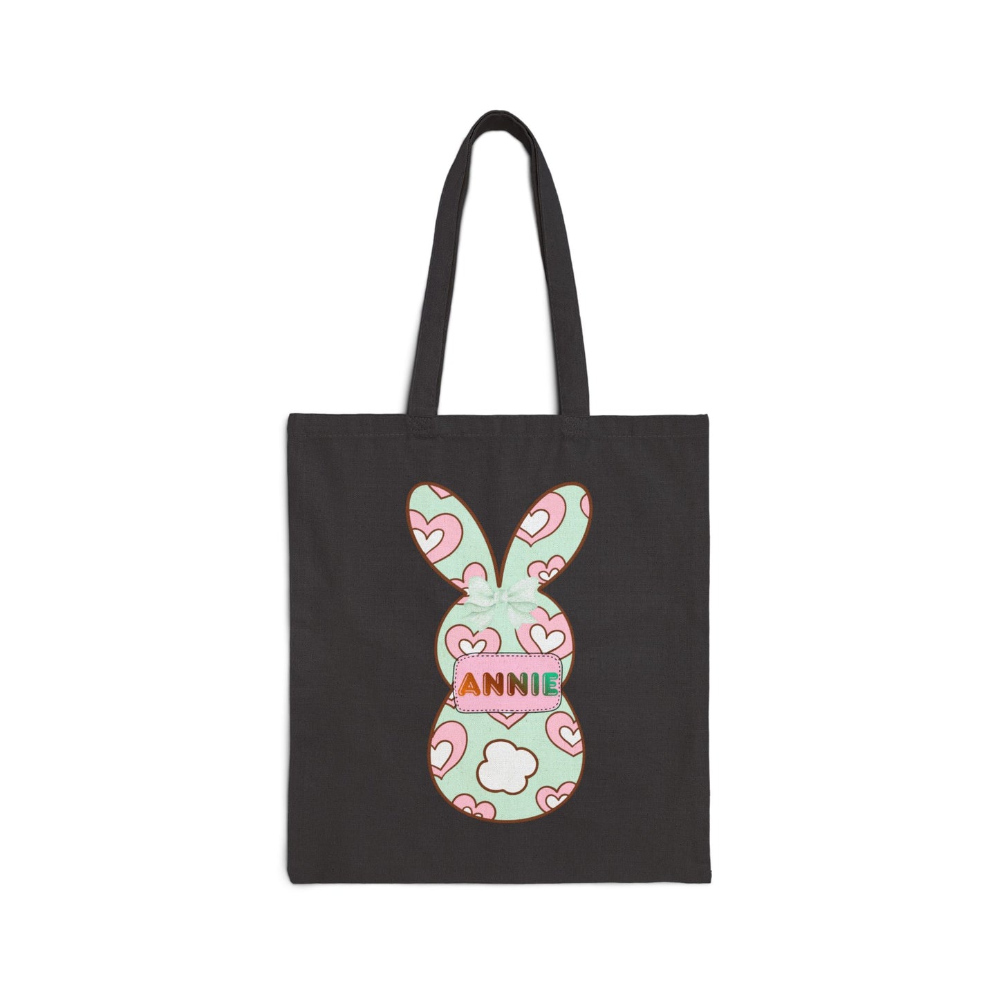 Personalized Easter Bunny Tote Bag - Custom Name Cotton Canvas