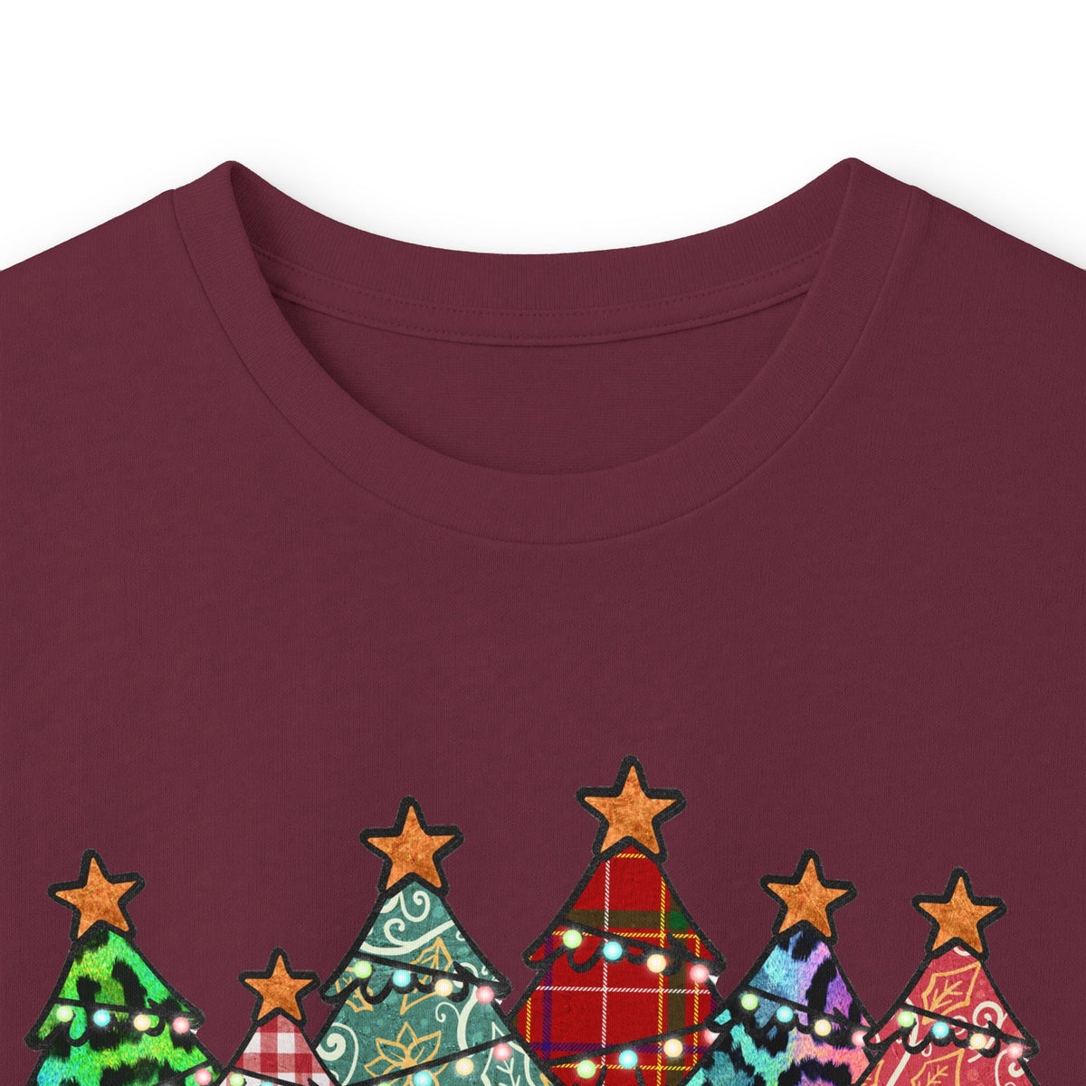 Colorful Plaid Christmas Trees T-Shirt Long Sleeve