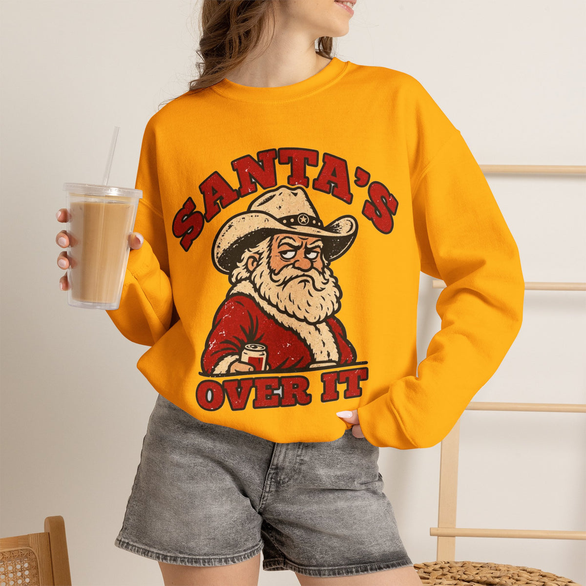 Santa's Over It Cowboy Santa Christmas Sweatshirt
