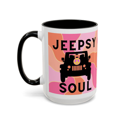 Jeepy Soul Accent Coffee Mug - 11 & 15oz - Stylish for Jeep Lovers