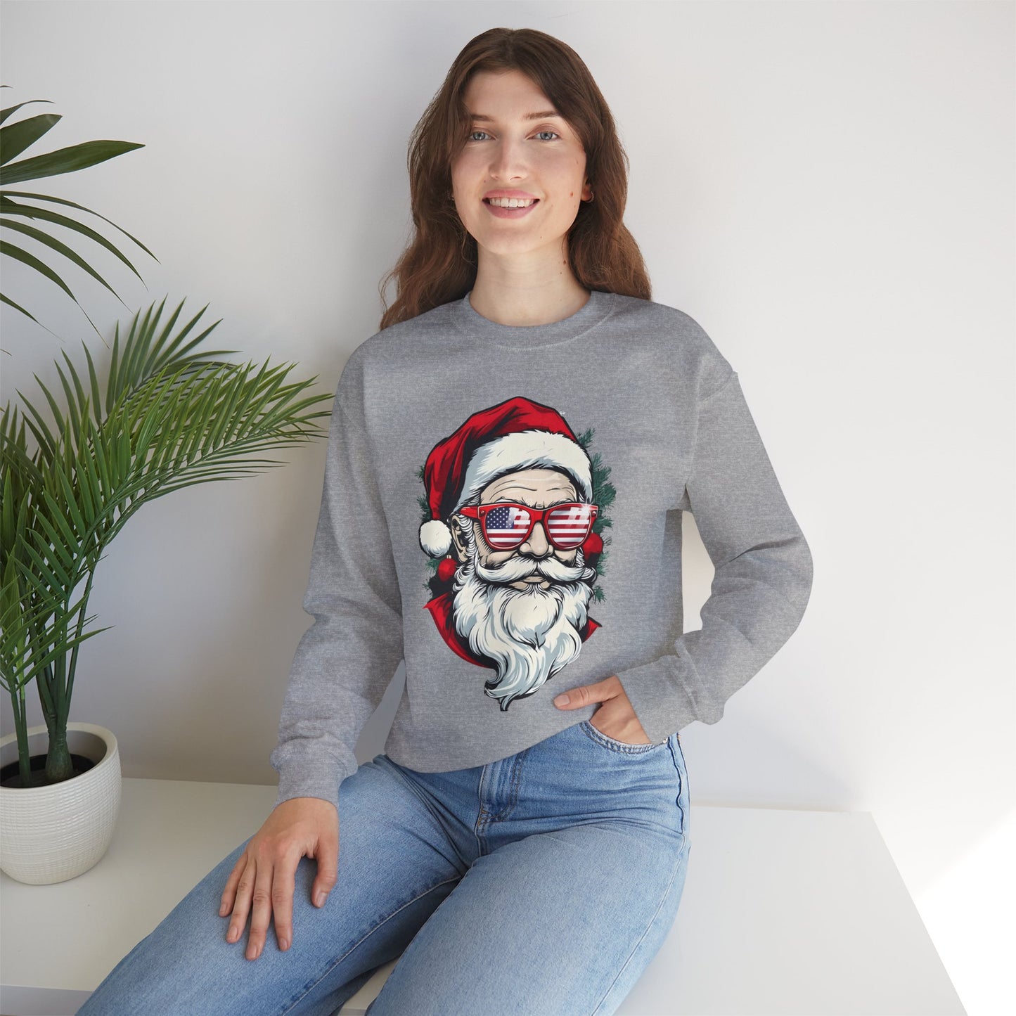Christmas Santa Sweatshirt with USA Shades