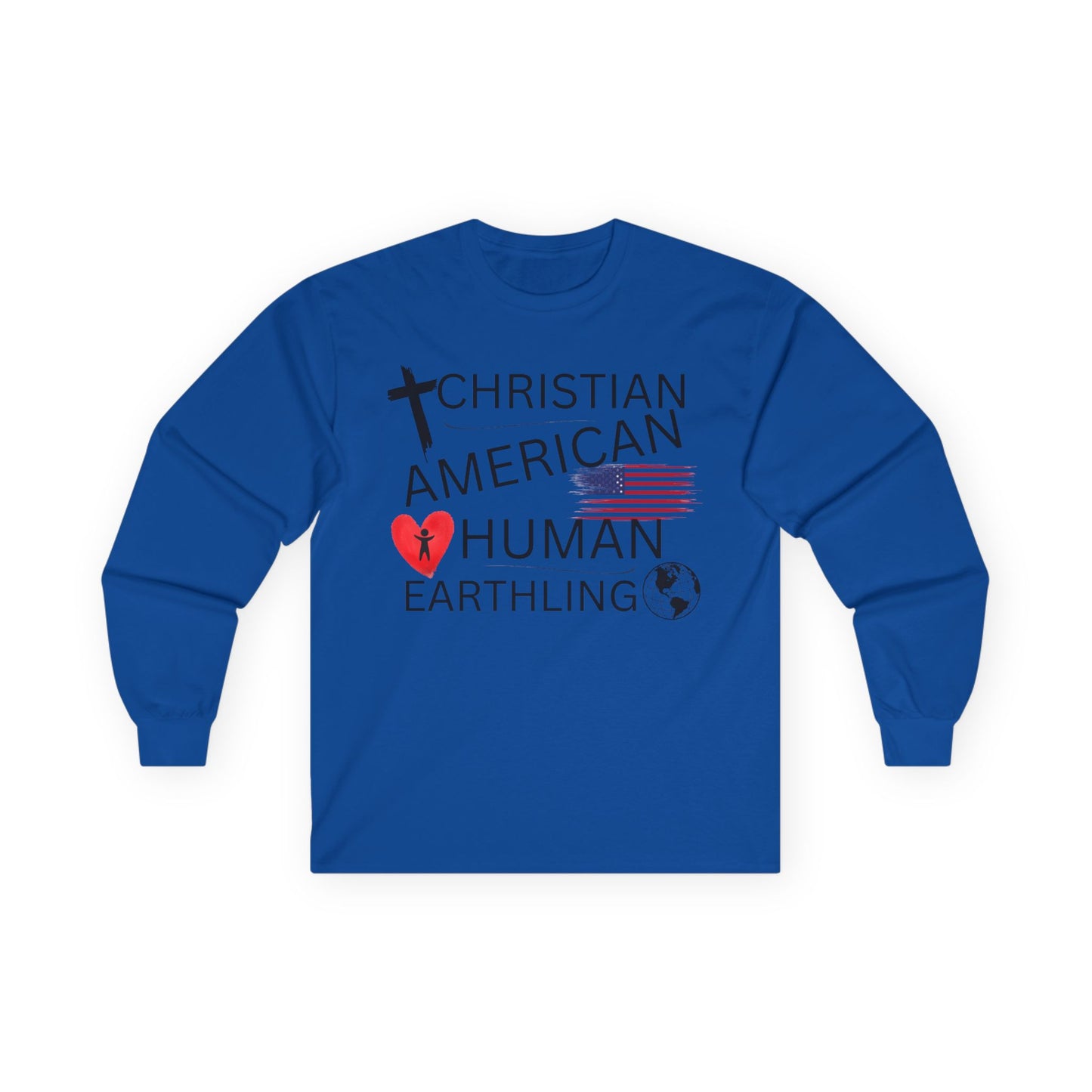 Christian American Human Earthling Long Sleeve T-Shirt