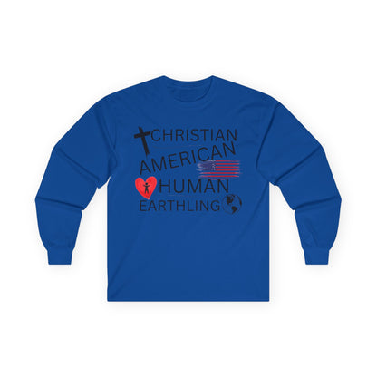Christian American Human Earthling Long Sleeve T-Shirt