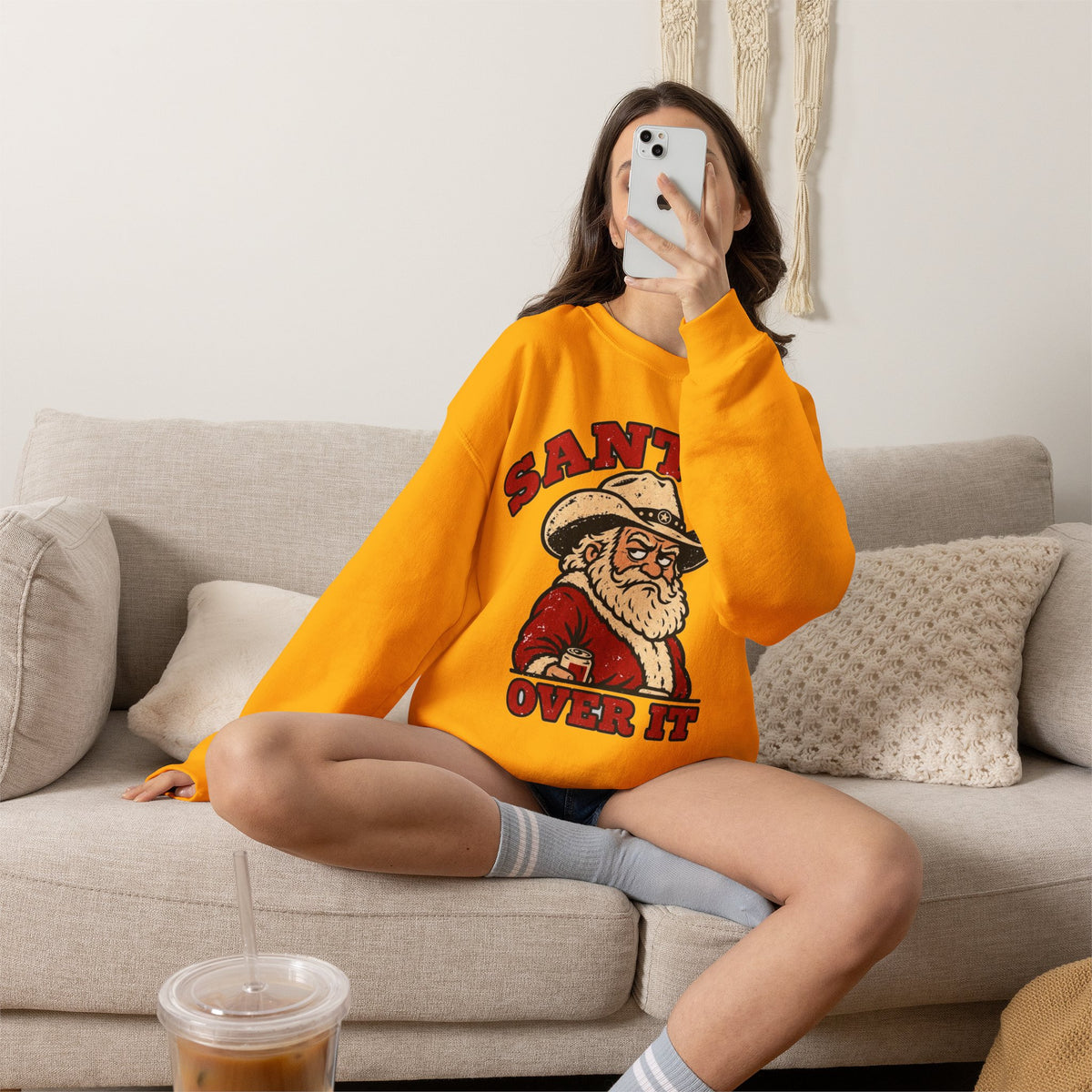 Santa's Over It Cowboy Santa Christmas Sweatshirt