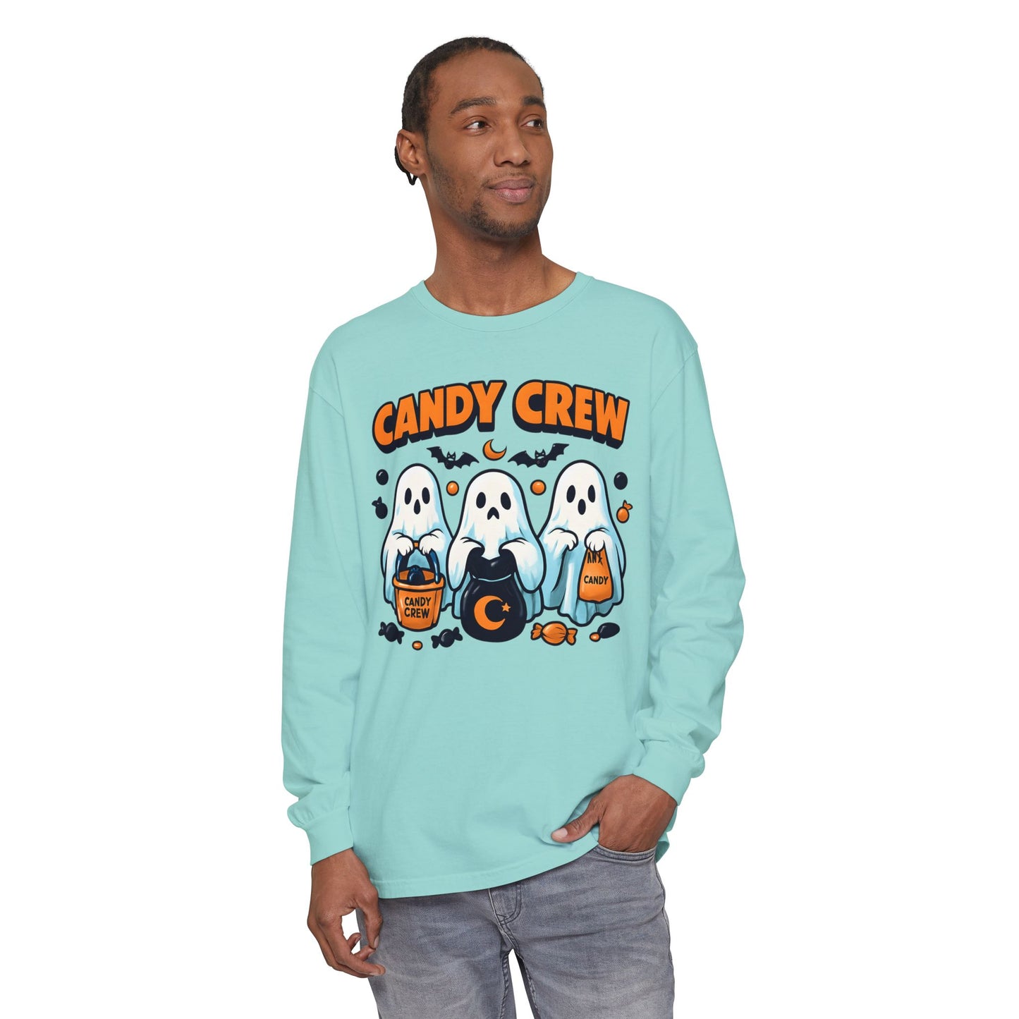 Halloween Ghosts Candy Crew Long Sleeve T-Shirt