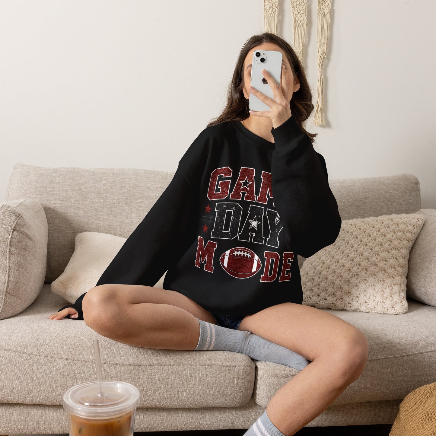 Game Day Mode Sweatshirt — Football Fan Crewneck