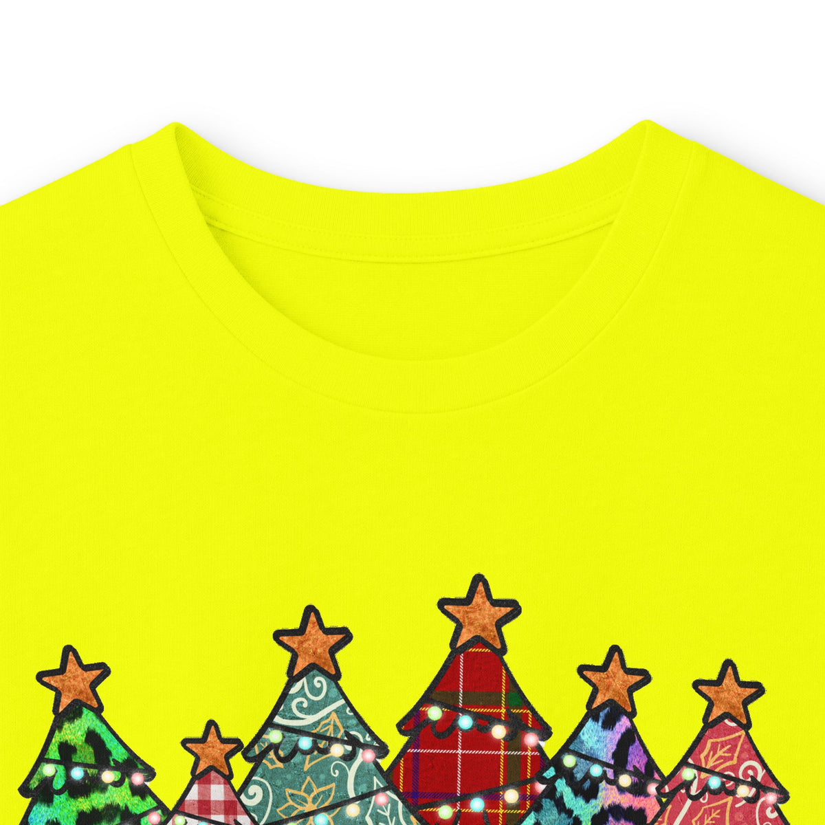 Colorful Plaid Christmas Trees T-Shirt Long Sleeve