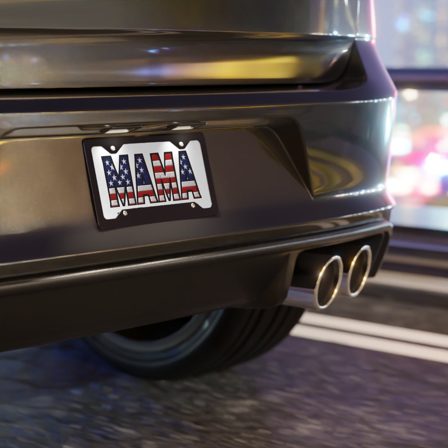 Mama American Flag Vanity License Plate — Patriotic Mama Aluminum Plate