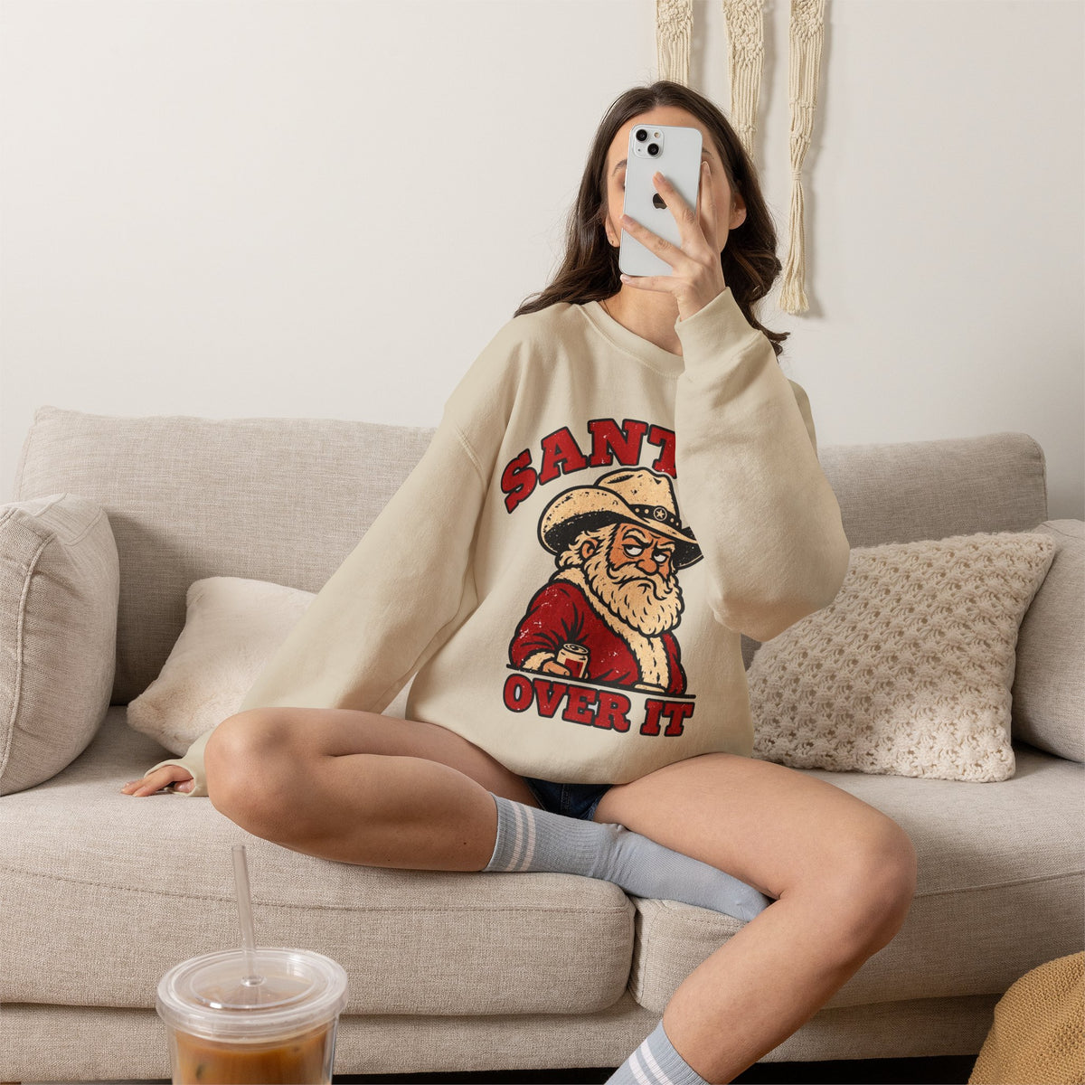 Santa's Over It Cowboy Santa Christmas Sweatshirt