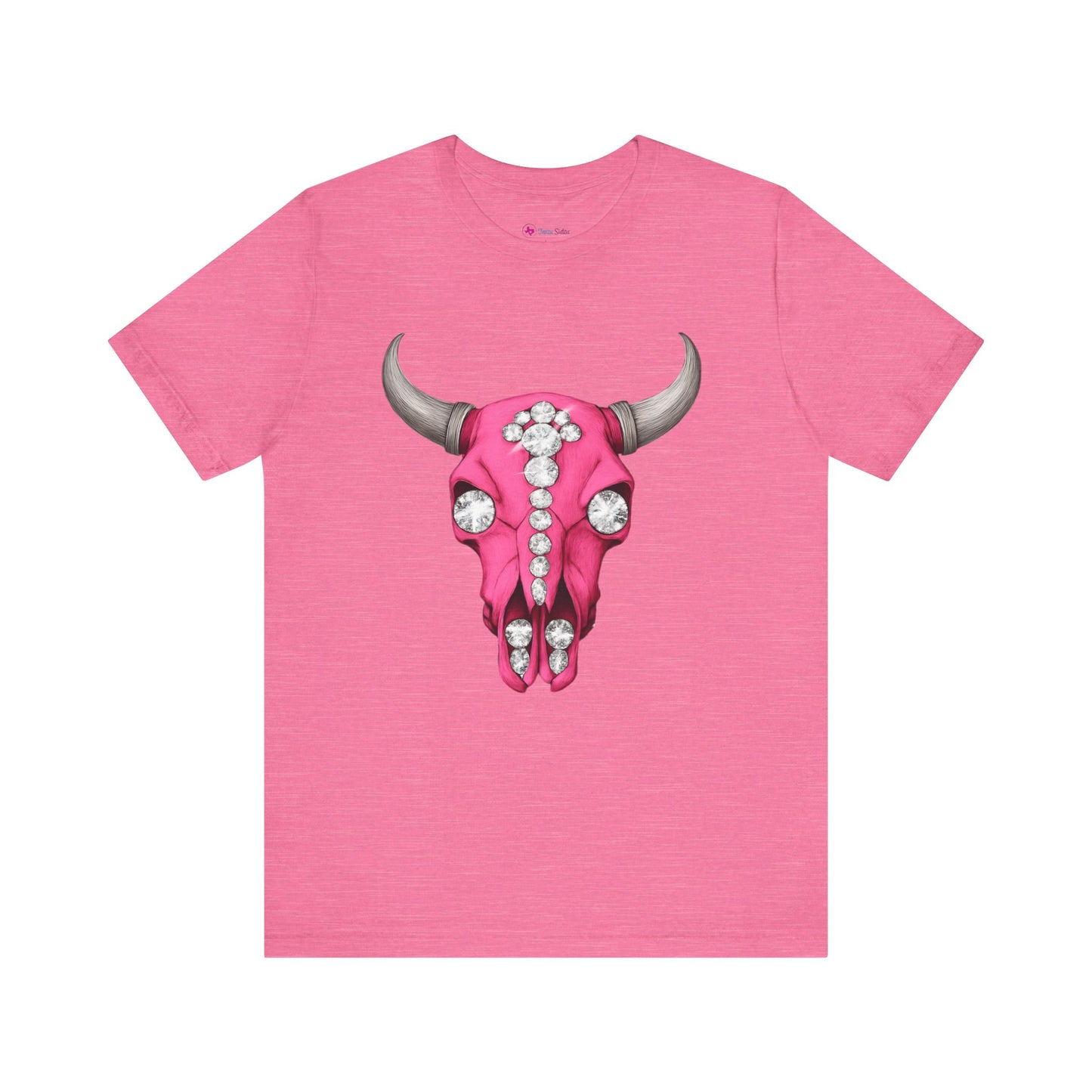 Cow Skull Tee — Pink Jeweled Bull Skull Graphic T-Shirt