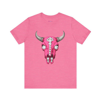 Cow Skull Tee — Pink Jeweled Bull Skull Graphic T-Shirt