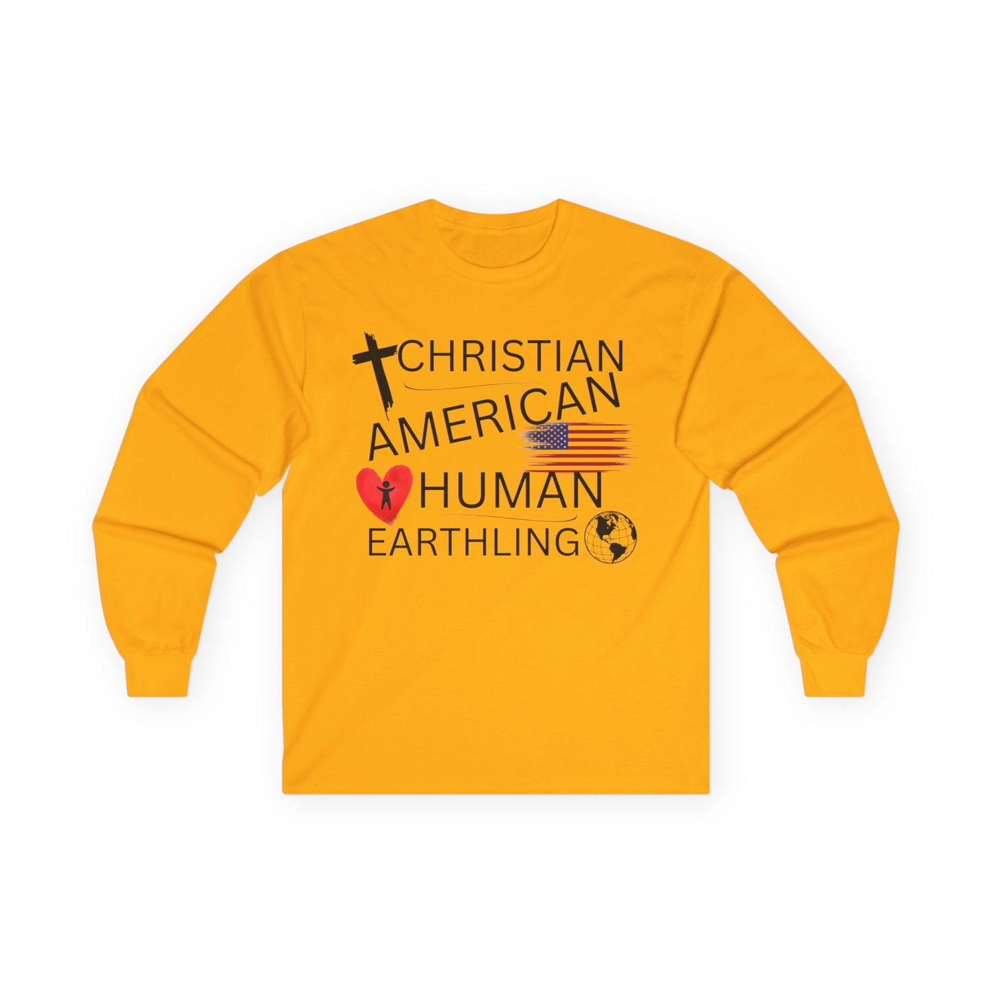 Christian American Human Earthling Long Sleeve T-Shirt