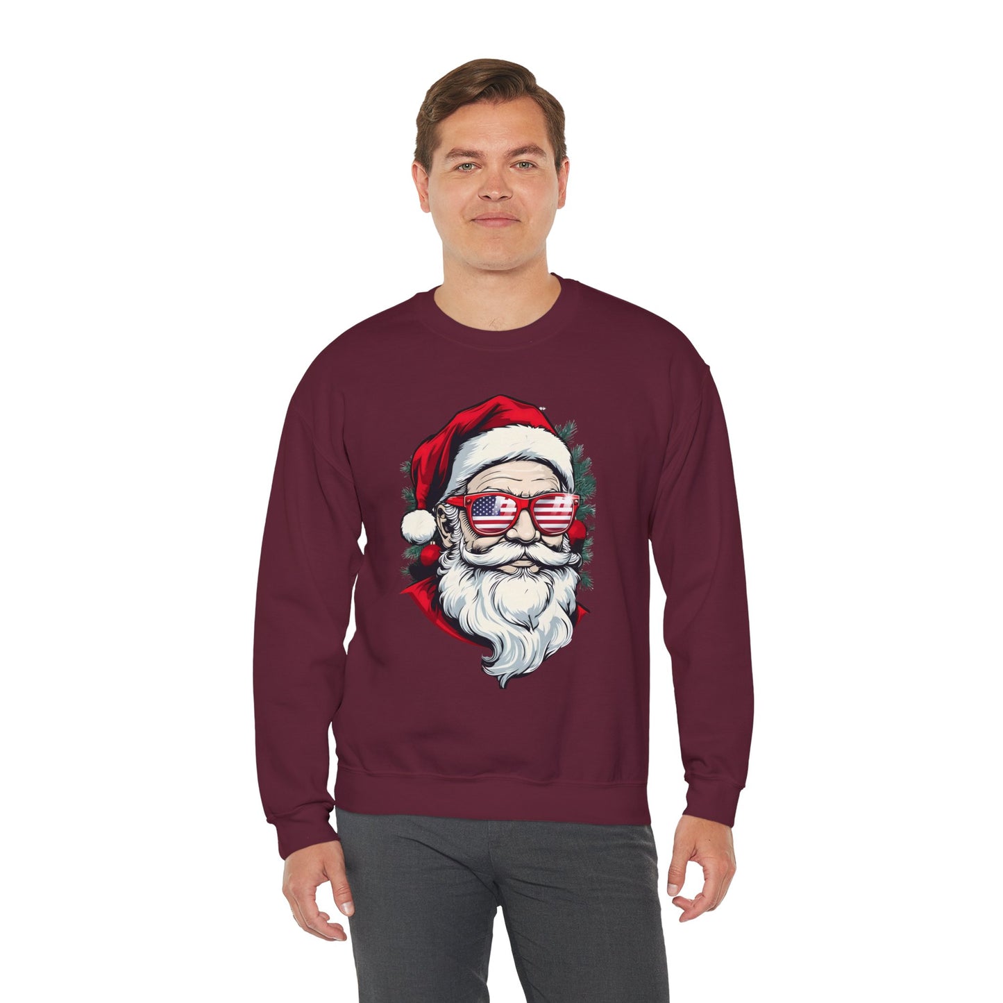 Christmas Santa Sweatshirt with USA Shades