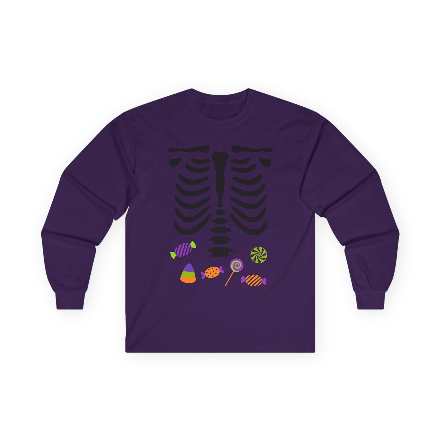Candy Bones skeleton long sleeve T-Shirt Halloween candy ribs shirt