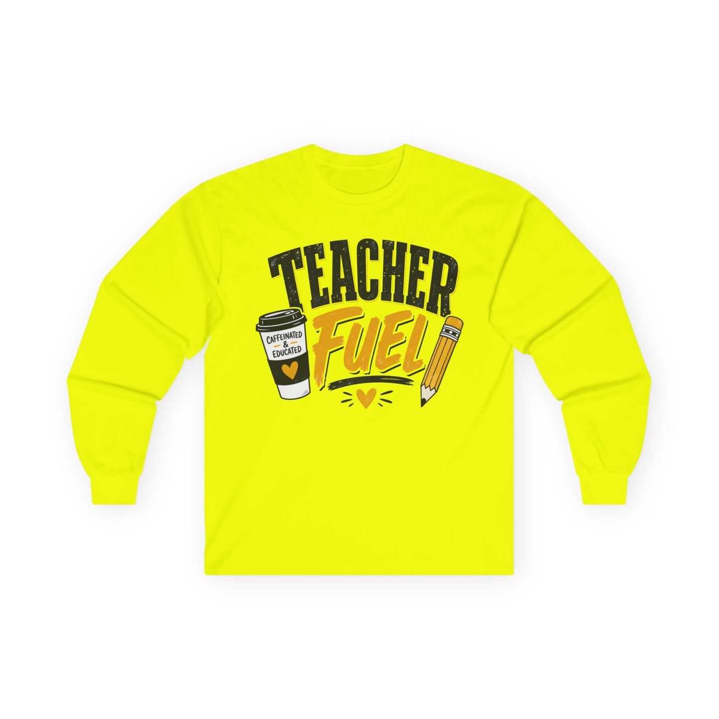 Teacher Fuel Long Sleeve T- Shirt — Coffee & Pencil Graphic Shirt for Teachers
