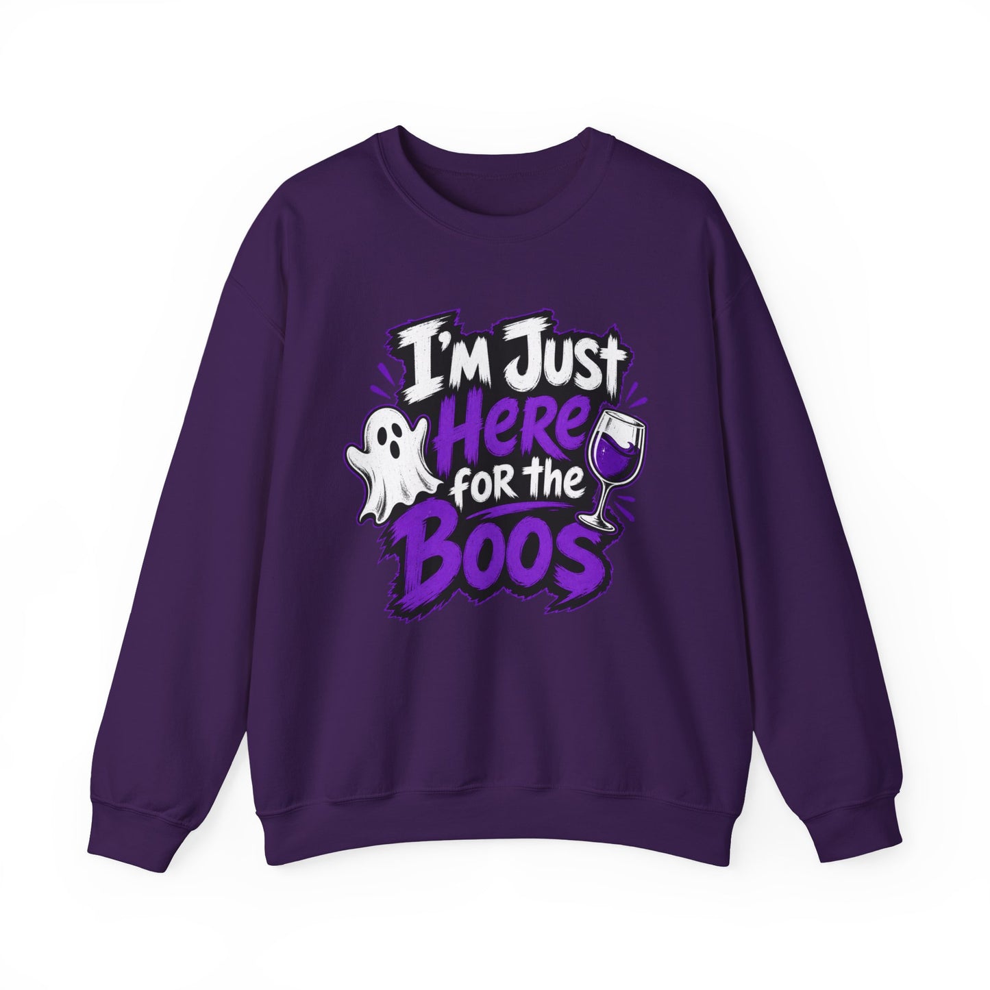 I'm Just Here for the Boos Halloween Sweatshirt — Ghost & Wine Graphic Crewneck