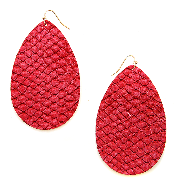Leather Earrings Snake Skin - Red or Cream