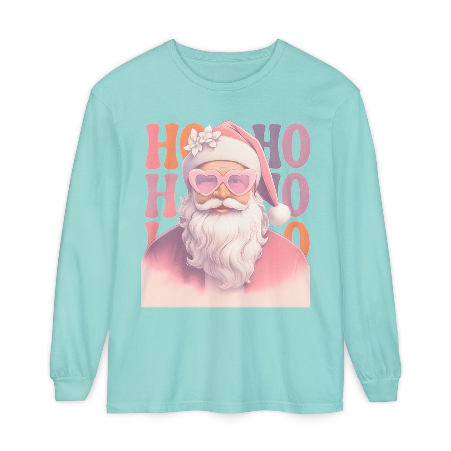 Christmas Santa HO HO HO Long Sleeve T-Shirt - Lots of Color Choices