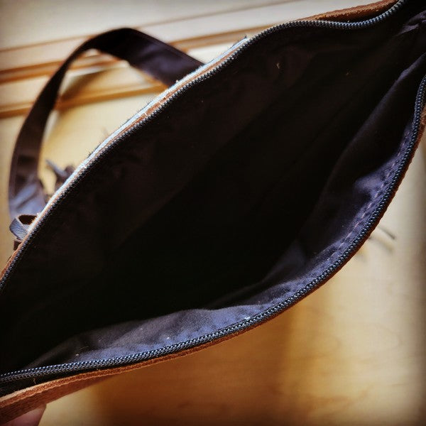 Dark Metallic Leather Hide Clutch Handbag