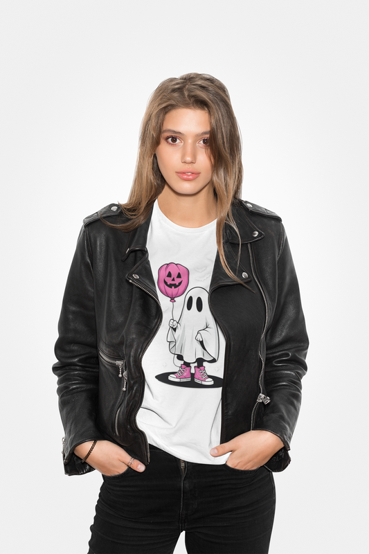 Ghostly Pink Pumpkin Balloon Halloween Long Sleeve T-Shirt