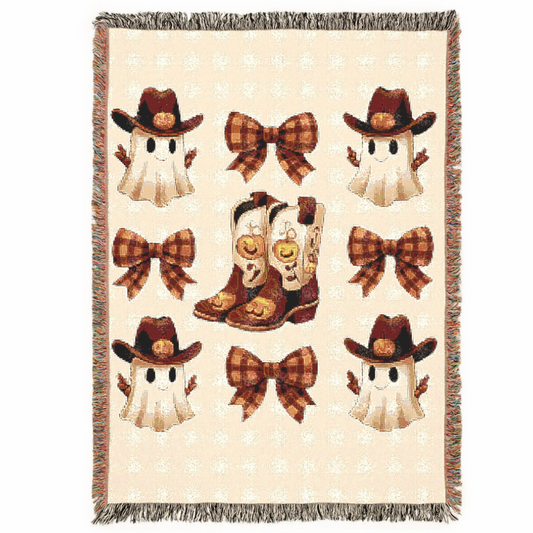Cowboy Themed Woven Blanket - Cozy Decor for Country Lovers, Home Decor, Western Style, Cozy Throws