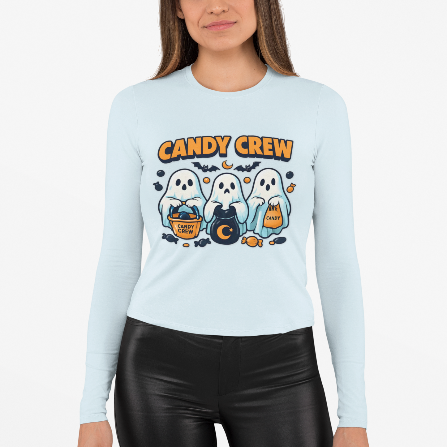 Halloween Ghosts Candy Crew Long Sleeve T-Shirt