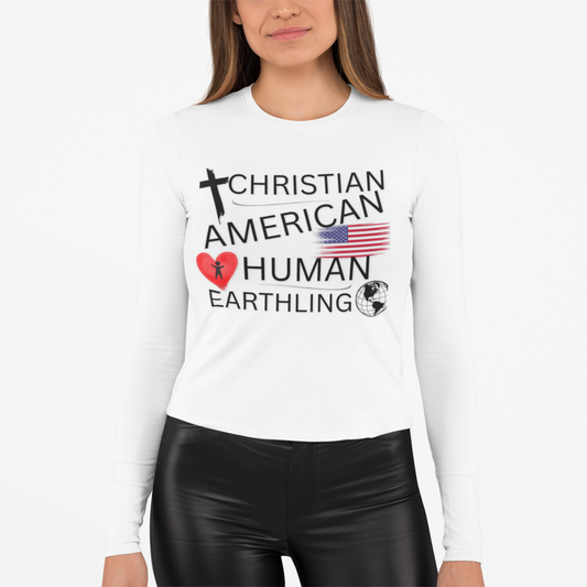 Christian American Human Earthling Long Sleeve T-Shirt