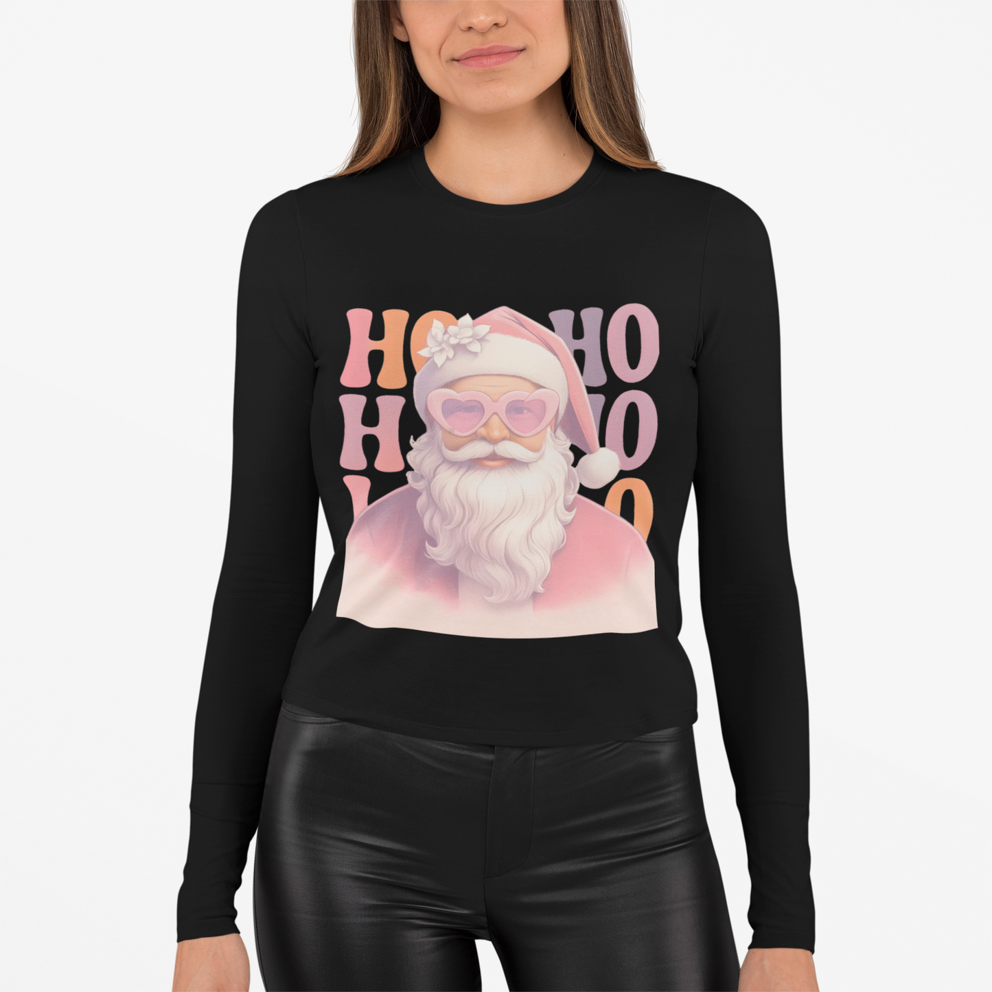 Christmas Santa HO HO HO Long Sleeve T-Shirt - Lots of Color Choices