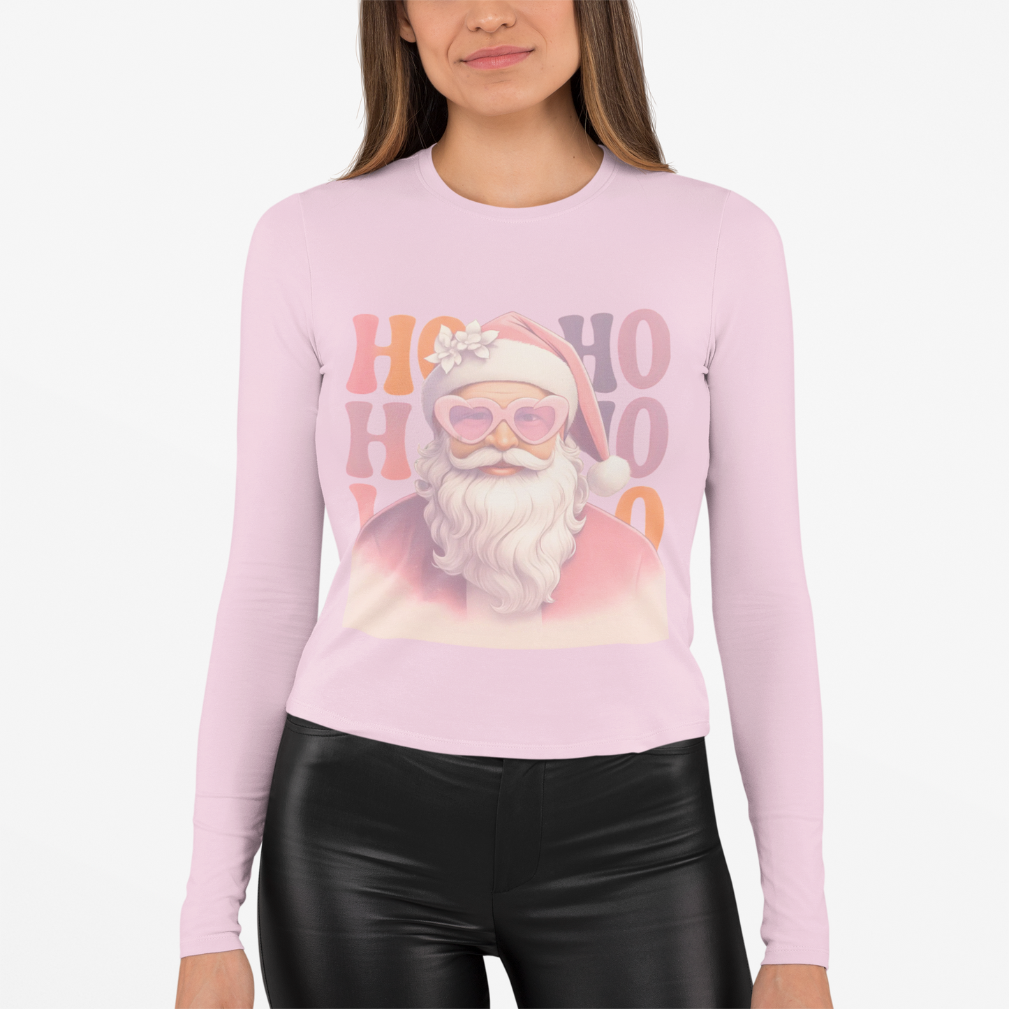 Christmas Santa HO HO HO Long Sleeve T-Shirt - Lots of Color Choices